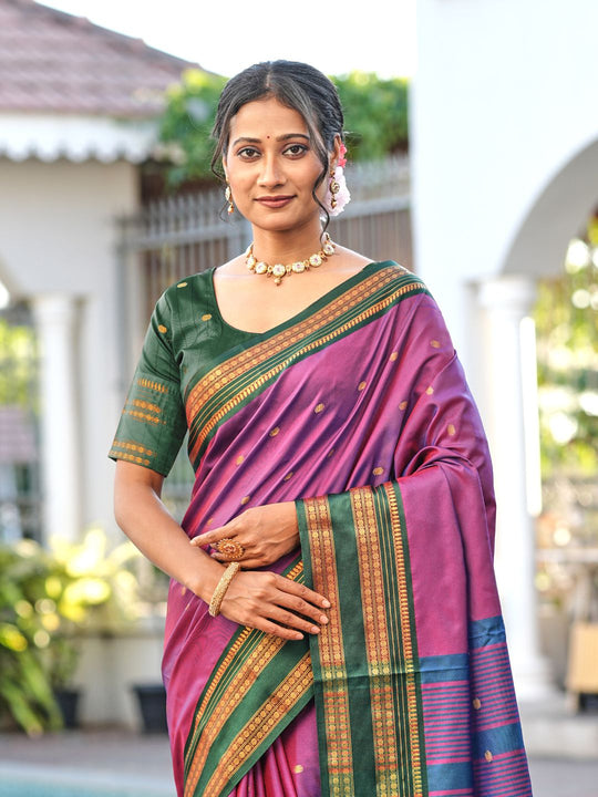 Aura Silk Weaving Design With Zari Border Banarasi Silk Saree