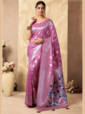 Rich Peacock Pallu Banarasi Silk Saree With Zhallar