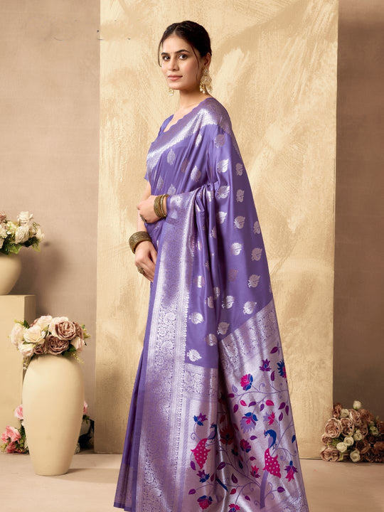 Rich Peacock Pallu Banarasi Silk Saree With Zhallar
