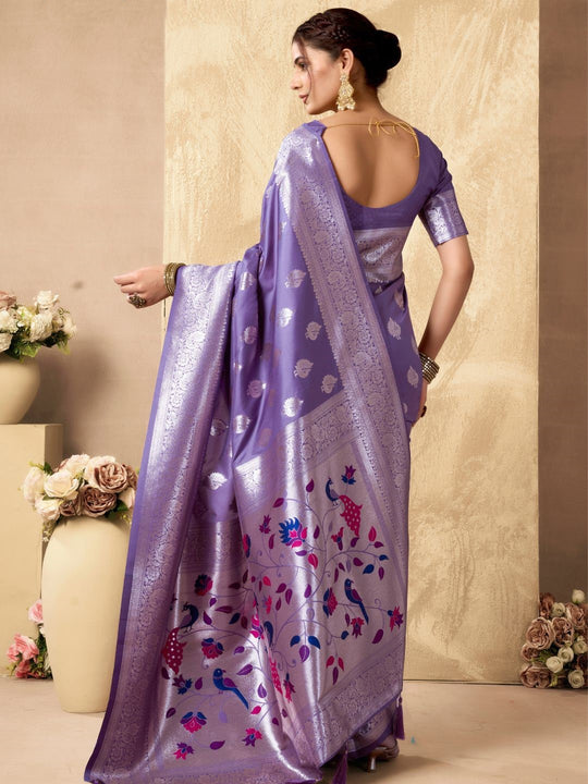 Rich Peacock Pallu Banarasi Silk Saree With Zhallar