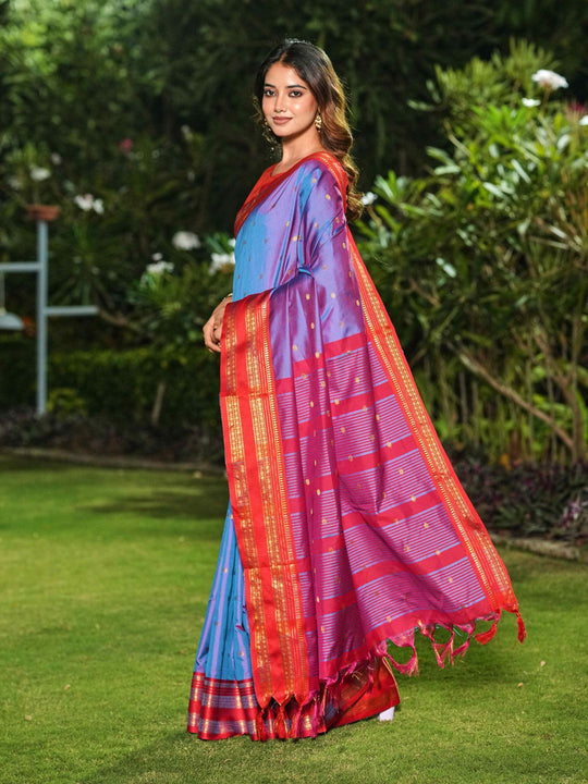Aura Silk Weaving Design With Zari Border Banarasi Silk Saree