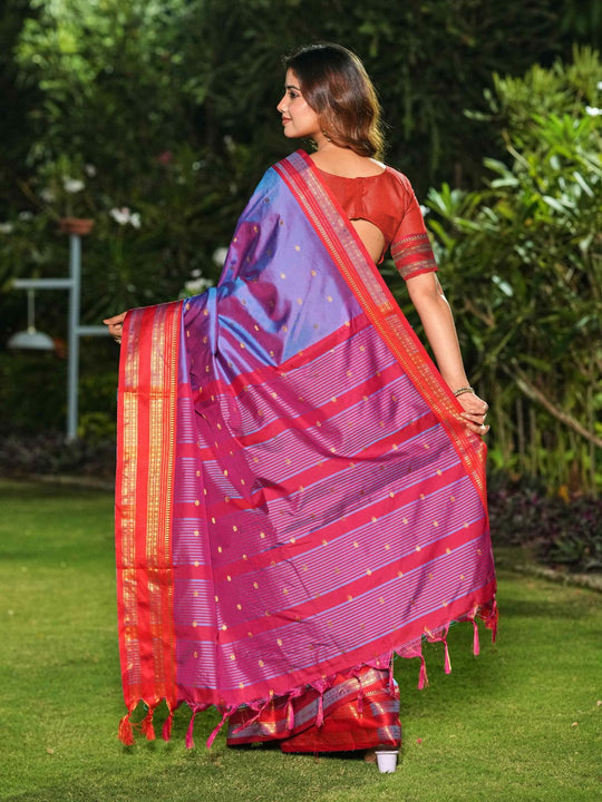 Aura Silk Weaving Design With Zari Border Banarasi Silk Saree