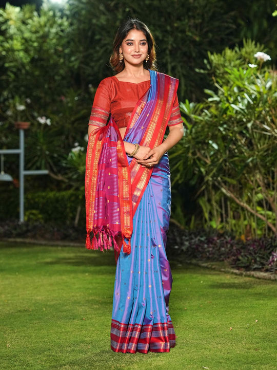 Aura Silk Weaving Design With Zari Border Banarasi Silk Saree