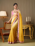 Yellow Chiffon Embroidered Saree With Blouse Piece