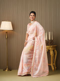 Pink Organza Embroidered Saree With Blouse Piece
