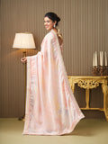 Pink Organza Embroidered Saree With Blouse Piece