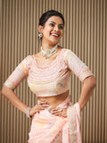 Pink Organza Embroidered Saree With Blouse Piece