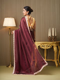Maroon Chiffon Embellished Saree With Blouse Piece