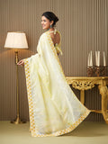 Yellow Organza Embroidered Saree With Blouse Piece