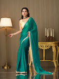 Green Chiffon Solid Saree With Blouse Piece
