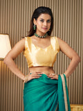Green Chiffon Solid Saree With Blouse Piece