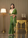 Green silk Embellished Saree With Blouse Piece