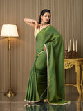 Green silk Embellished Saree With Blouse Piece