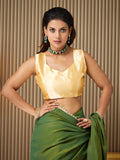 Green silk Embellished Saree With Blouse Piece