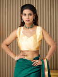 Green silk Solid Saree With Blouse Piece