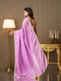 Lavender Chiffon Solid Saree With Blouse Piece
