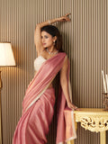 Pink silk Embellished Saree With Blouse Piece