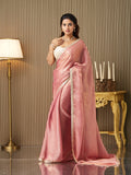 Pink silk Embellished Saree With Blouse Piece