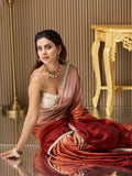 Brown Georgette Embellished Saree With Blouse Piece