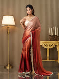 Brown Georgette Embellished Saree With Blouse Piece