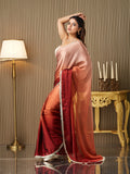 Brown Georgette Embellished Saree With Blouse Piece