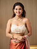 Brown Georgette Embellished Saree With Blouse Piece