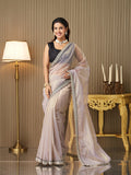 Lavender Organza Embroidered Saree With Blouse Piece