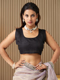 Lavender Organza Embroidered Saree With Blouse Piece
