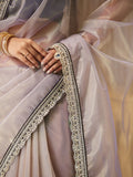 Lavender Organza Embroidered Saree With Blouse Piece