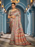 Grey Soft Silk Festive Wear Saree With Blouse Piece