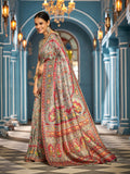 Grey Soft Silk Festive Wear Saree With Blouse Piece