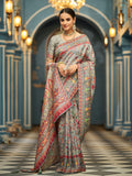 Grey Soft Silk Festive Wear Saree With Blouse Piece