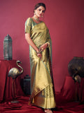 Green Tissue Silk With Weaving Silk Saree With Zhallar Saree With Blouse Piece