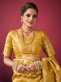 Gold Tissue Silk With Weaving Silk Saree With Zhallar Saree With Blouse Piece
