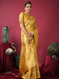 Gold Tissue Silk With Weaving Silk Saree With Zhallar Saree With Blouse Piece