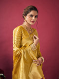 Gold Tissue Silk With Weaving Silk Saree With Zhallar Saree With Blouse Piece