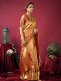 Orange Tissue Silk With Weaving Silk Saree With Zhallar Saree With Blouse Piece