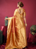 Orange Tissue Silk With Weaving Silk Saree With Zhallar Saree With Blouse Piece