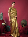 Mehndi Green Tissue Silk With Weaving Silk Saree With Zhallar Saree With Blouse Piece