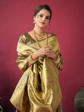 Mehndi Green Tissue Silk With Weaving Silk Saree With Zhallar Saree With Blouse Piece