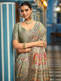 Grey Soft Silk Festive Wear Saree With Blouse Piece