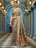 Grey Soft Silk Festive Wear Saree With Blouse Piece