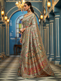 Grey Soft Silk Festive Wear Saree With Blouse Piece