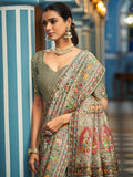 Grey Soft Silk Festive Wear Saree With Blouse Piece