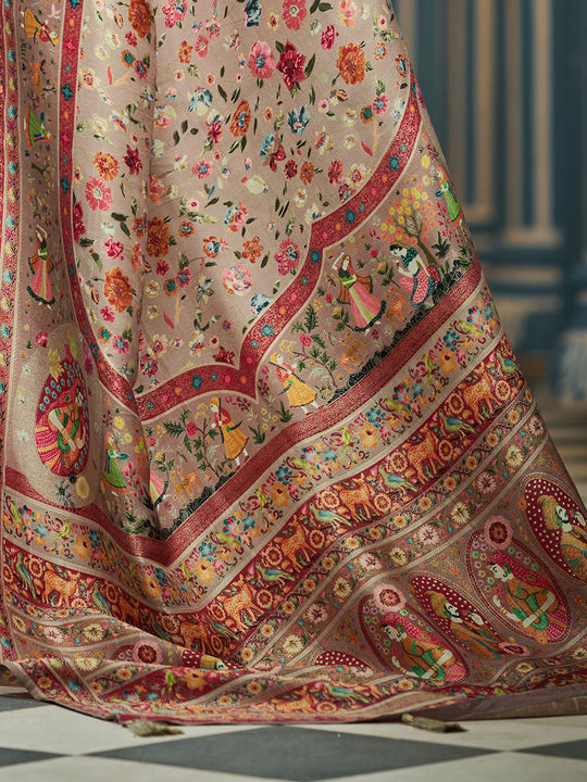 Multi Pashmina Soft Silk Festive Wear Saree With Blouse Piece