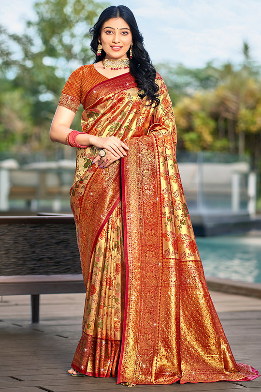 Maroon Silk Saree With Blouse Piece