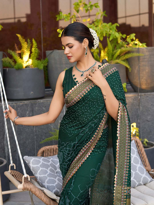 Green Silk Saree With Blouse Piece