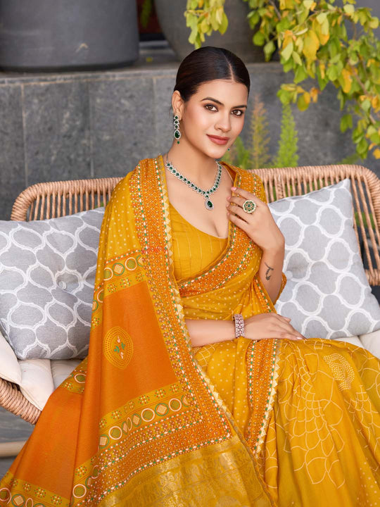 Yellow Silk Saree With Blouse Piece
