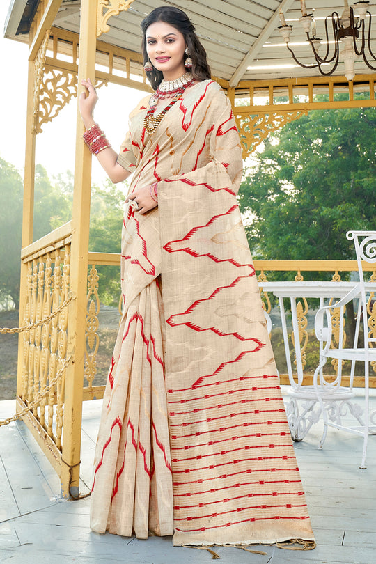 Maroon Cotton Saree With Blouse Piece