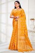 Yellow Silk Saree With Blouse Piece
